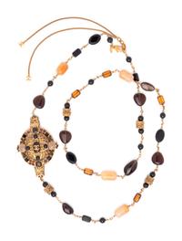 Chanel Stone and Chain Necklace Brooch Pin, Fall 2011
