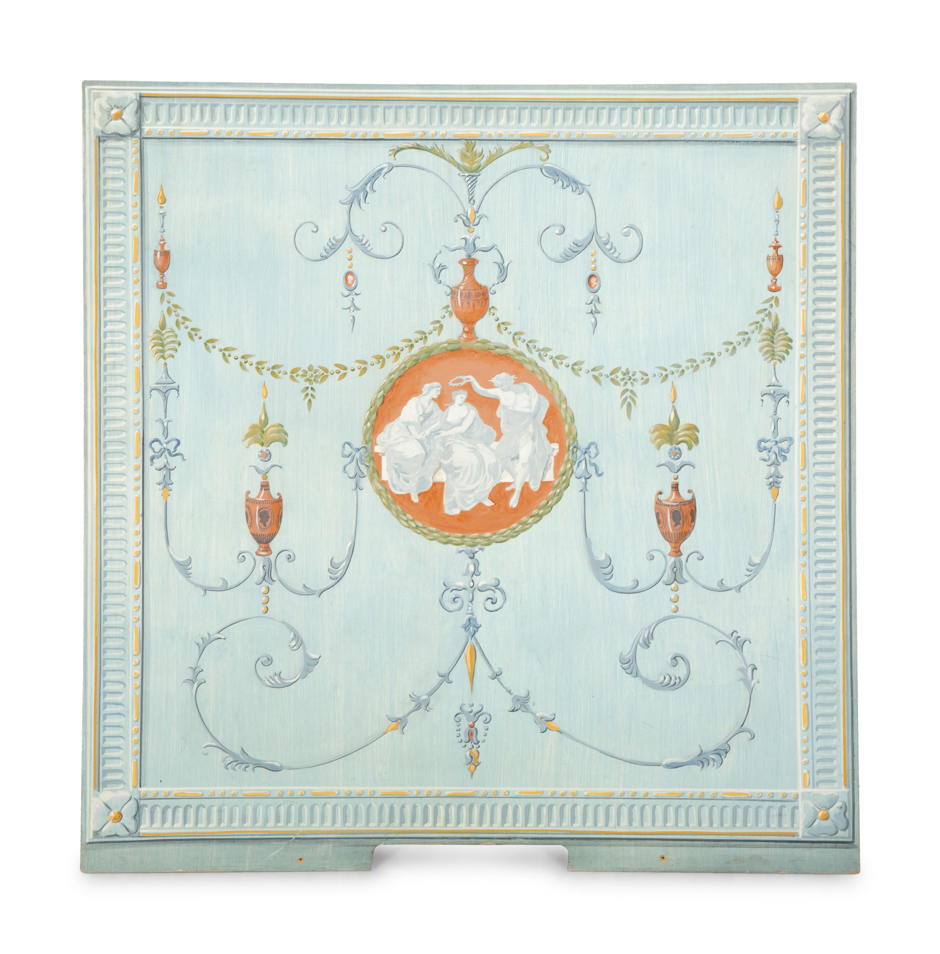 A Pair of Neoclassical Style Painted Wood Panels