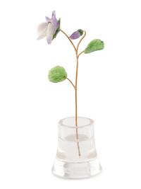 A Diamond-Mounted Carved Rock Crystal, Nephrite, Amethyst and 18-Karat Gold Pansy Flower Study