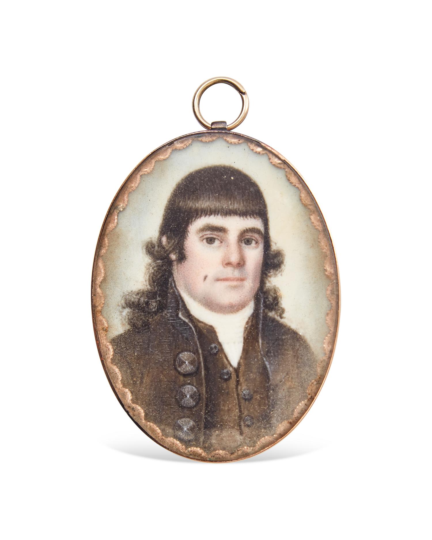 American School 18th Century, A Portrait Miniature of New York City Merchant and Firefighter, Thomas Franklin (1762-1830)