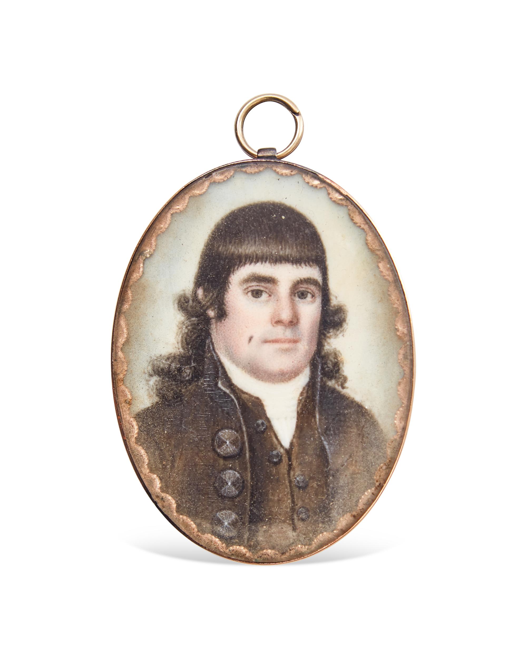 American School 18th Century, A Portrait Miniature of New York City Merchant and Firefighter, Thomas Franklin (1762-1830)