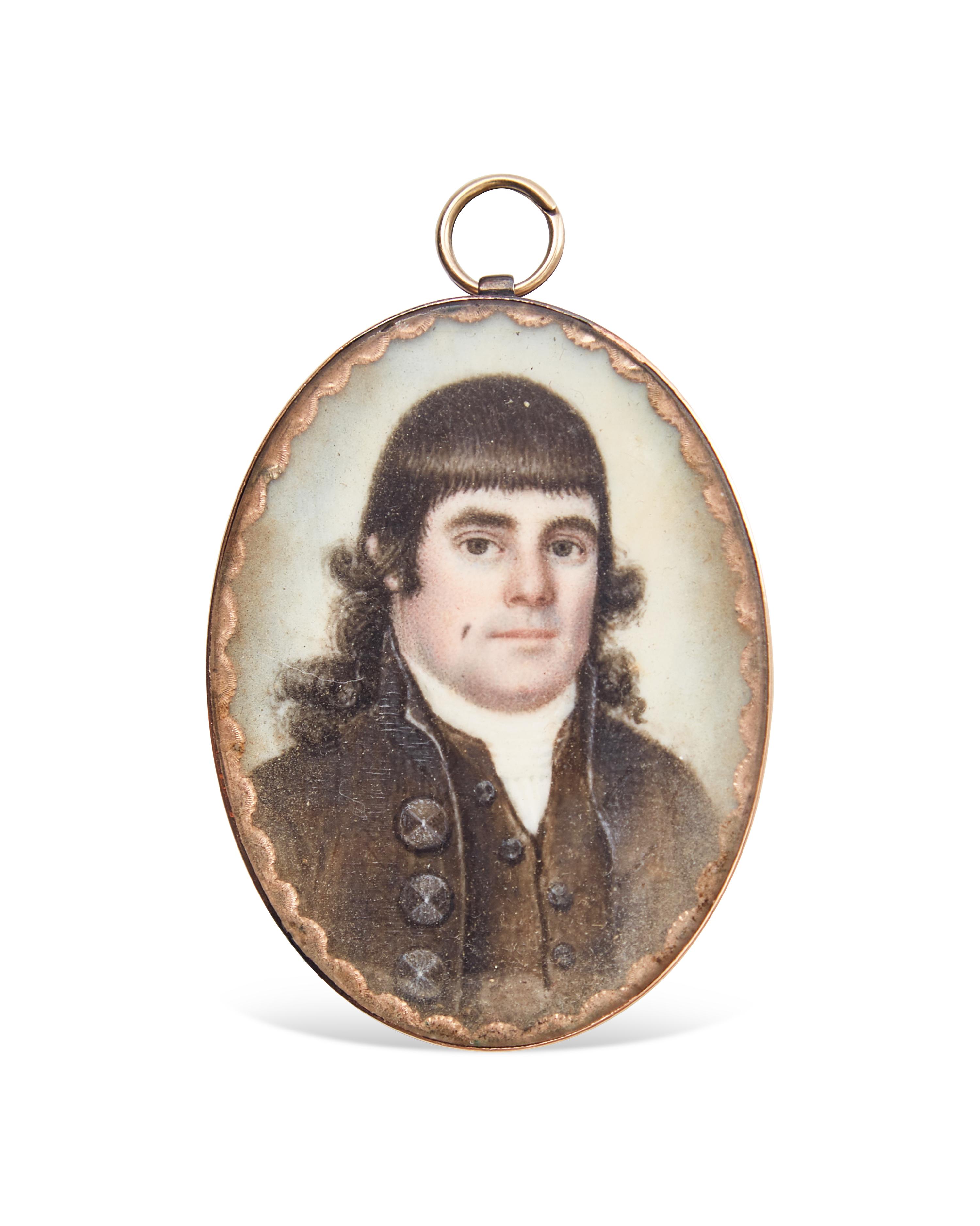 American School 18th Century, A Portrait Miniature of New York City Merchant and Firefighter, Thomas Franklin (1762-1830)