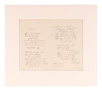 SMITH, Samuel Francis (1808-1895). Autograph manuscript signed ("S. Fr. Smith"), a fair copy of the full five verses of "America" ("My country 'tis of thee..."). N.p., 31 January 1893.