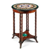 An Italian Micromosaic Plaque-Inset and Gilt Bronze Mounted Table
