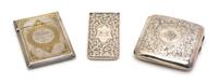 An English Silver Assembled Smoking Set, Birmingham, Height of tallest 3 1/2 inches.