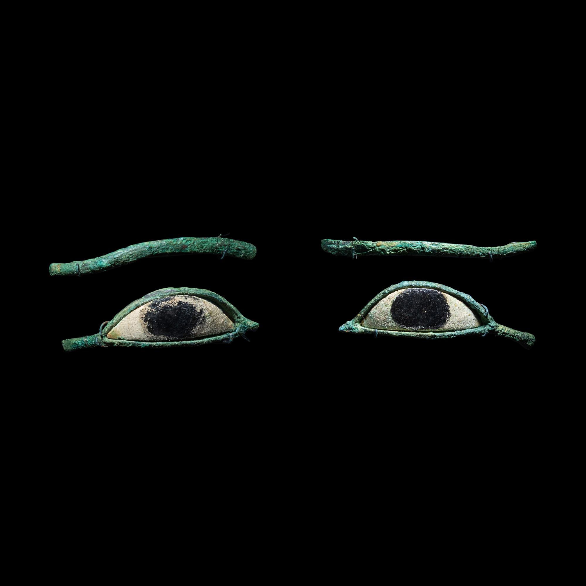 A Pair of Egyptian Bronze Eyes and Brows