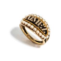 VICTORIAN, 'AIMEZ' ONYX AND SEED PEARL RING