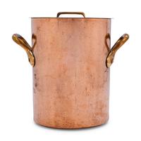 A French Copper Stock Pot with Cover and Brass Handles