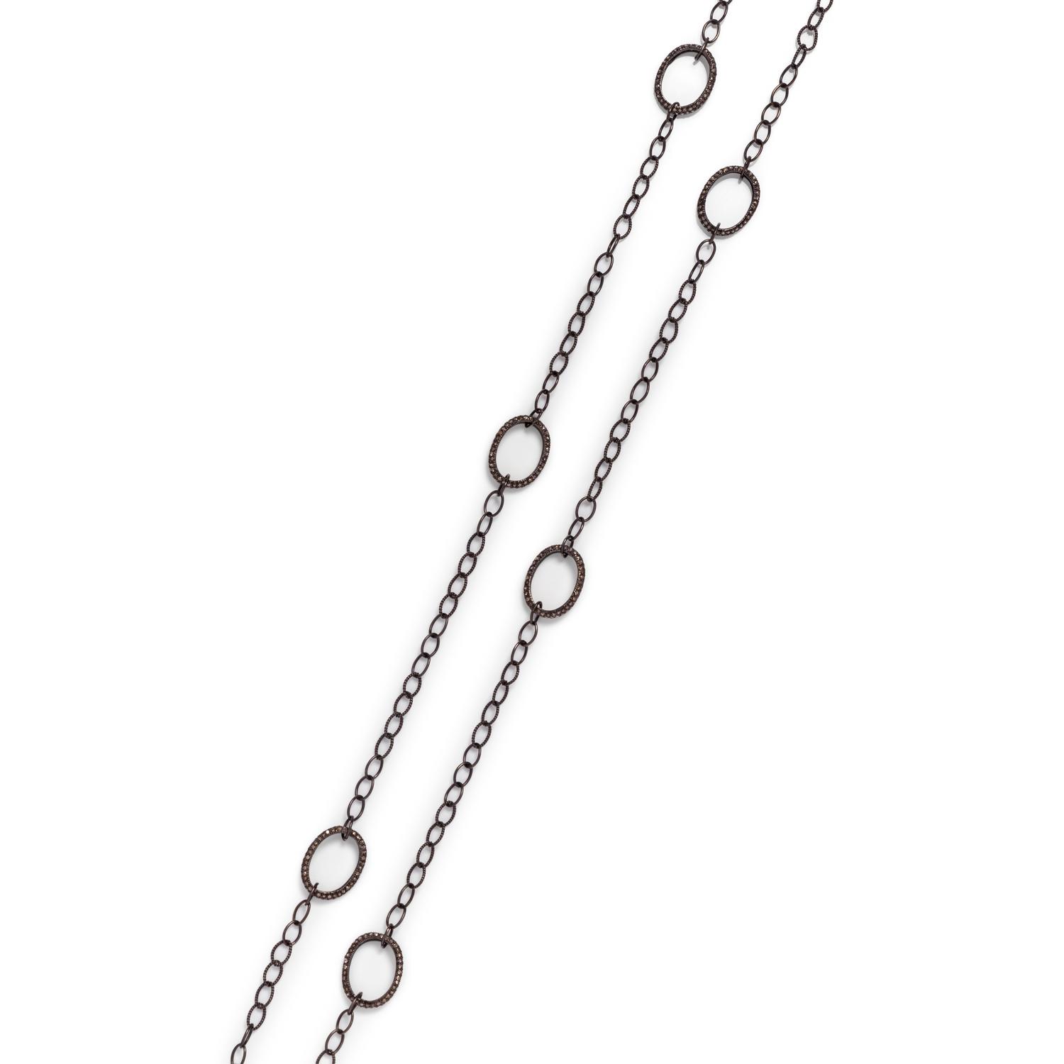 BLACKENED SILVER AND COLORED DIAMOND LONGCHAIN NECKLACE