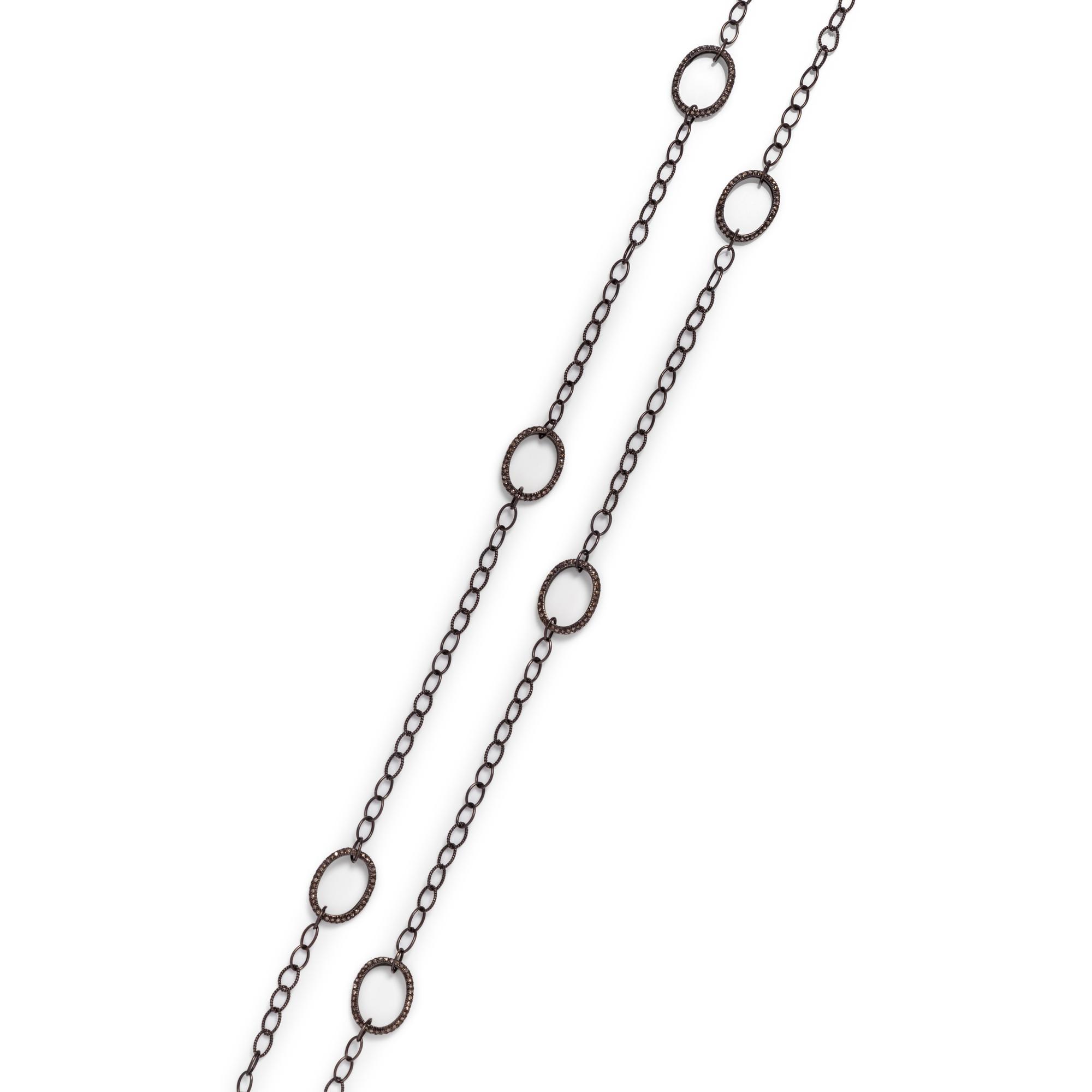 BLACKENED SILVER AND COLORED DIAMOND LONGCHAIN NECKLACE