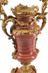 A Pair of French Gilt Bronze and Marble Candelabra