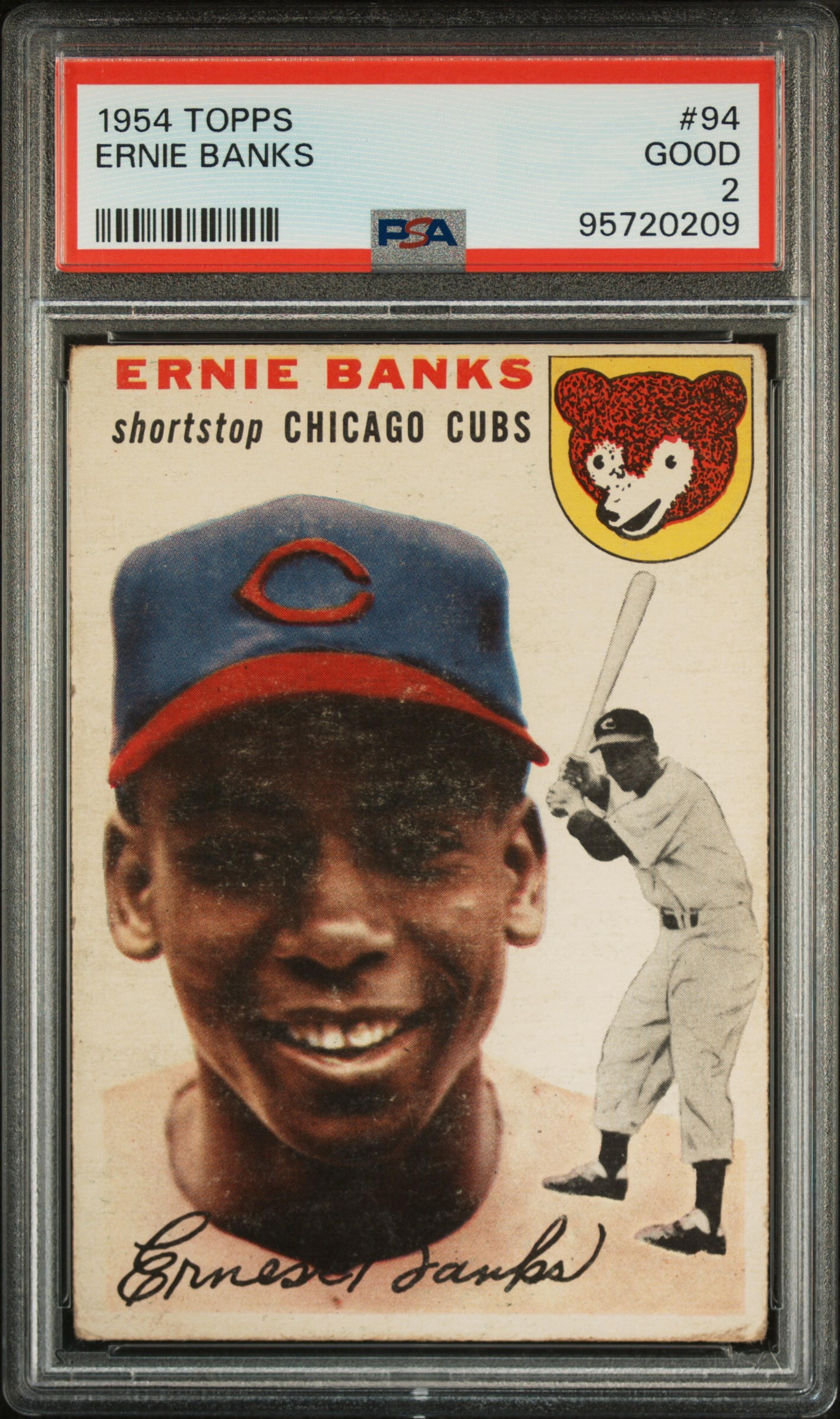 A 1954 Topps Ernie Banks Rookie Baseball Card No. 94 (PSA 2 GOOD)