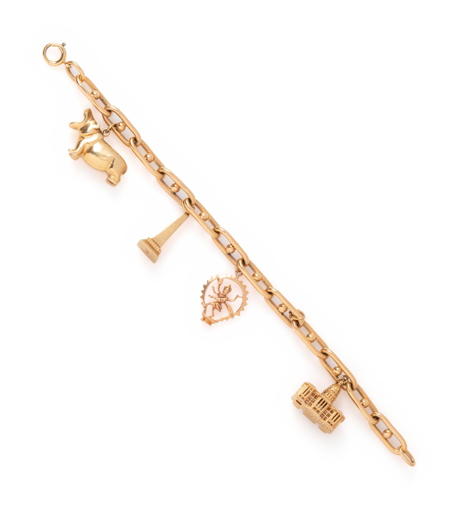 YELLOW GOLD CHARM BRACELET