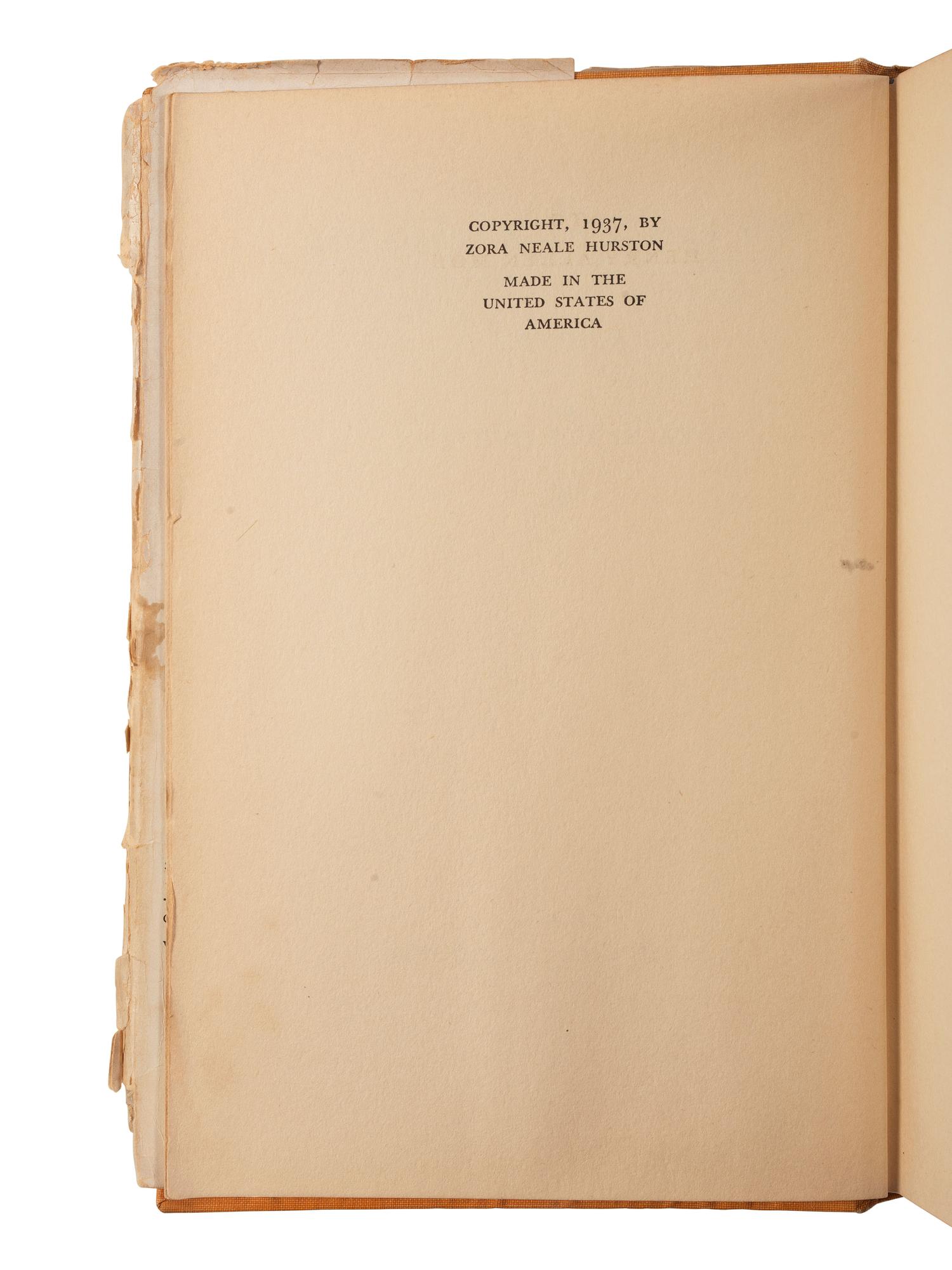 [LITERATURE]. HURSTON, Zora Neale. Their Eyes Were Watching God . Philadelphia: J.B. Lippincott Company, 1937.