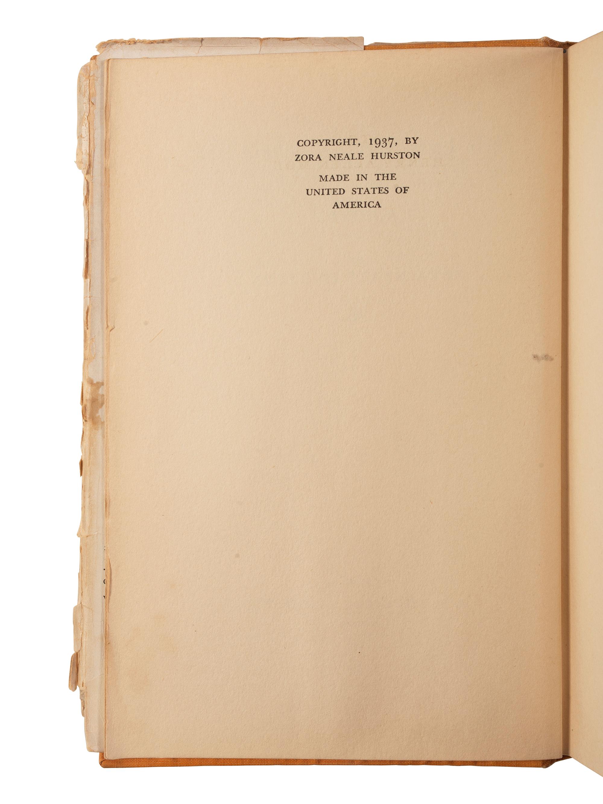[LITERATURE]. HURSTON, Zora Neale. Their Eyes Were Watching God . Philadelphia: J.B. Lippincott Company, 1937.