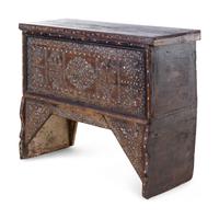 A Syrian Mother-of-Pearl Inlaid Walnut Chest on Stand