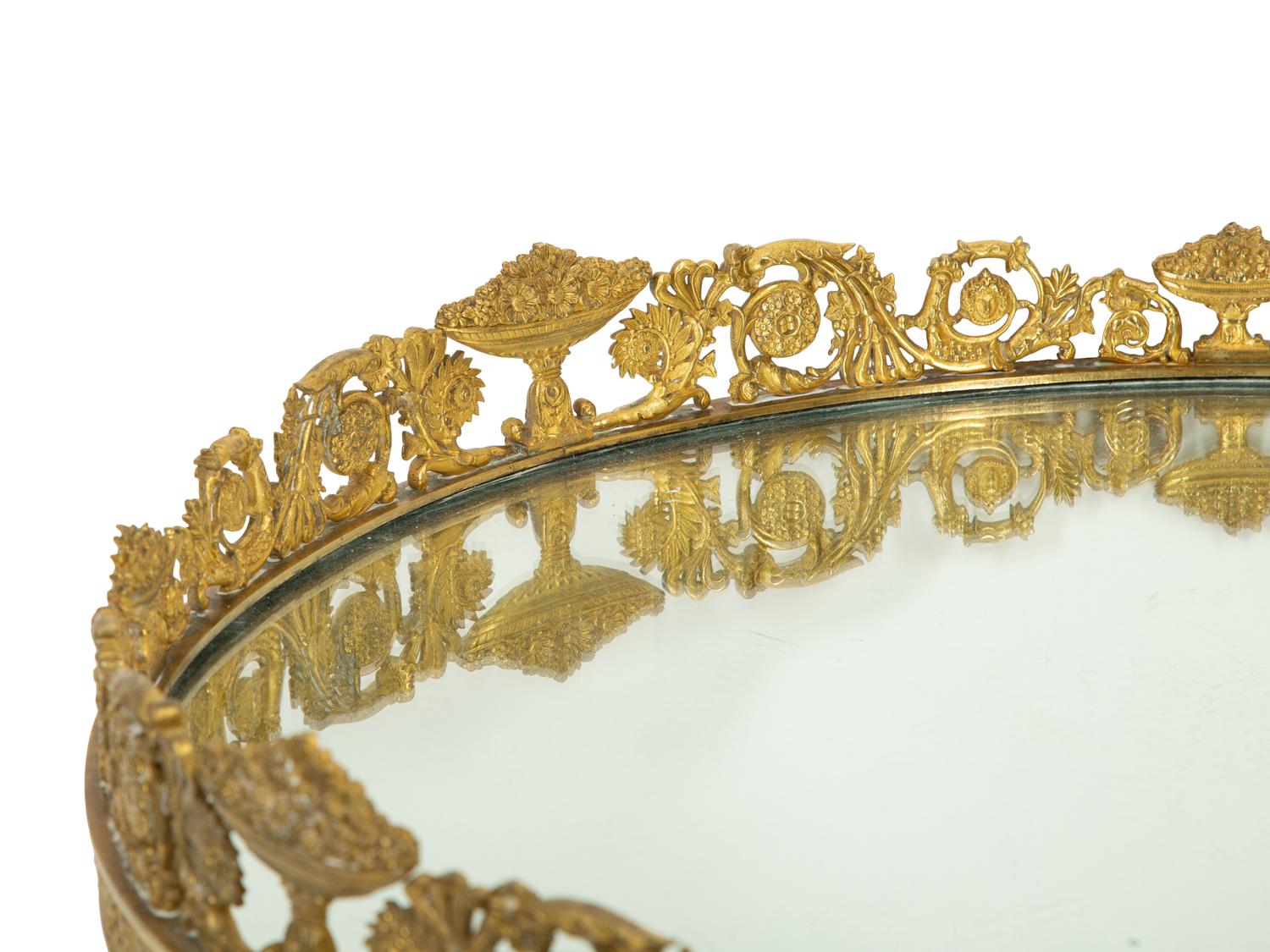 A Louis Philippe Gilt Bronze Mirrored Plateau