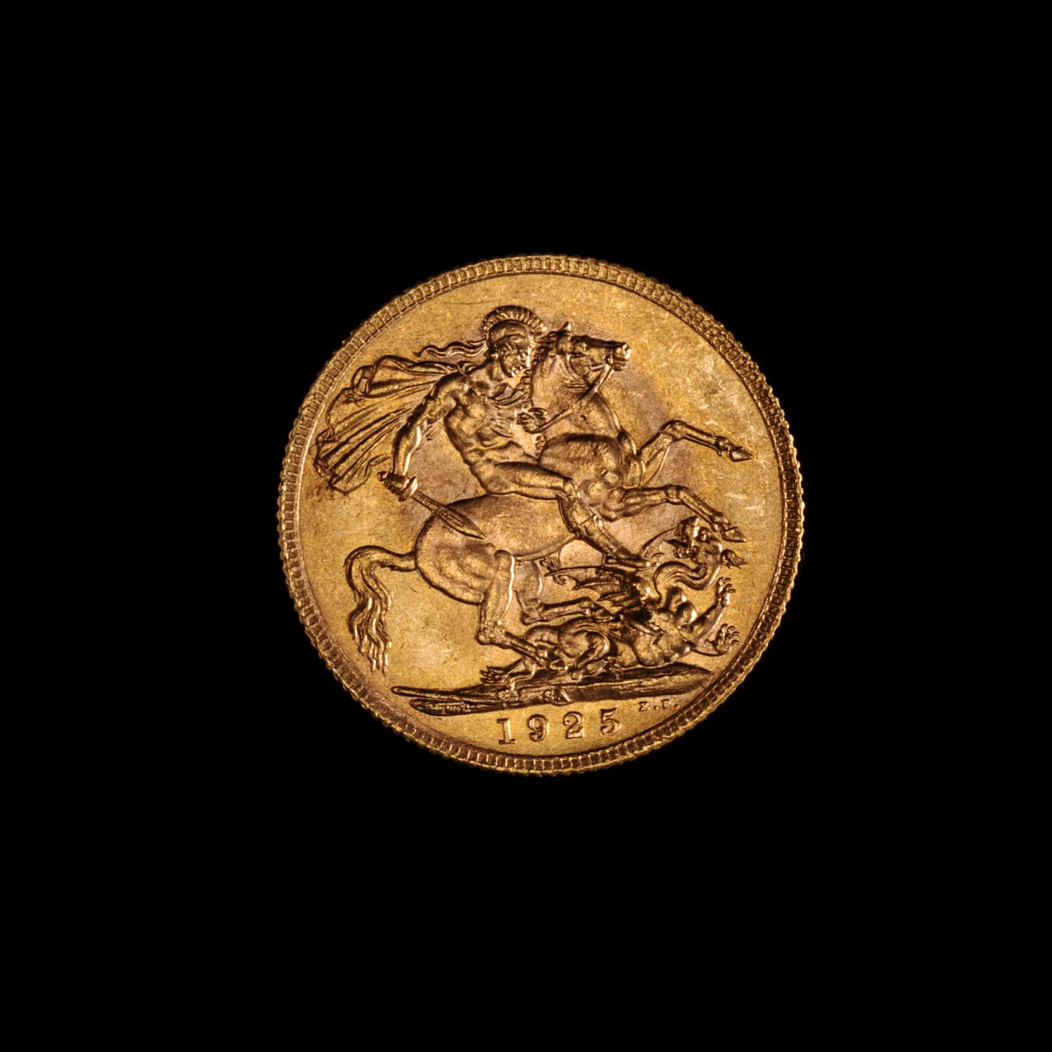 A United Kingdom 1925-SA Sovereign: George V-Pretoria Mint Gold Coin