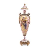 A Sèvres Style Gilt Bronze Mounted Porcelain Urn