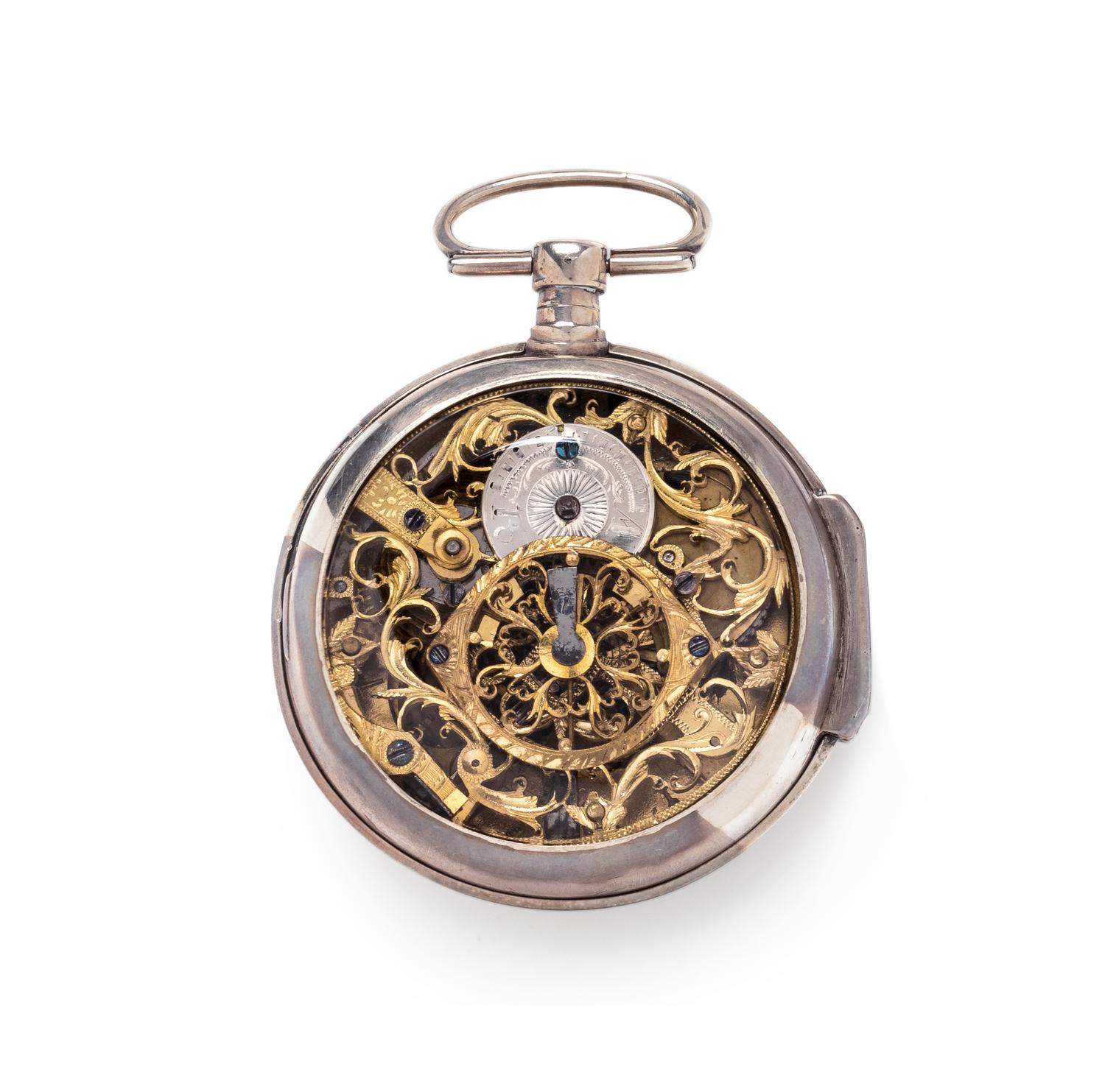 SILVER AND ENAMEL OPEN FACE POCKET WATCH