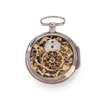 SILVER AND ENAMEL OPEN FACE POCKET WATCH