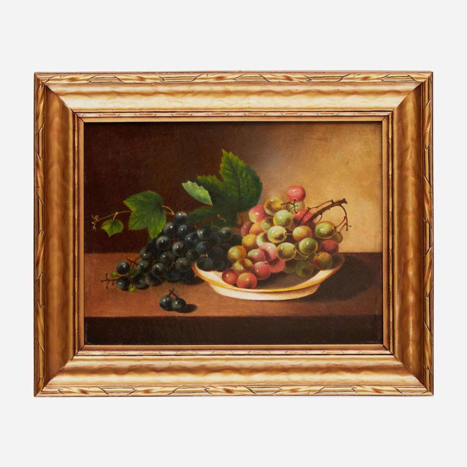 Margaretta Angelica Peale (American, 1795–1882) Still Life with Black and Green Grapes in a Plate on Tabletop