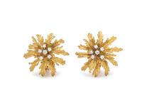 YELLOW GOLD AND DIAMOND EARCLIPS