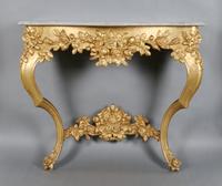 A Victorian Giltwood Console Table, Height 32 x width 37 x depth 17 inches.