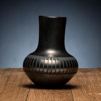 Blackware Pottery Vase, with Gunmetal Finish