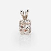 A 14K White Gold and Radiant-Cut Diamond Pendant