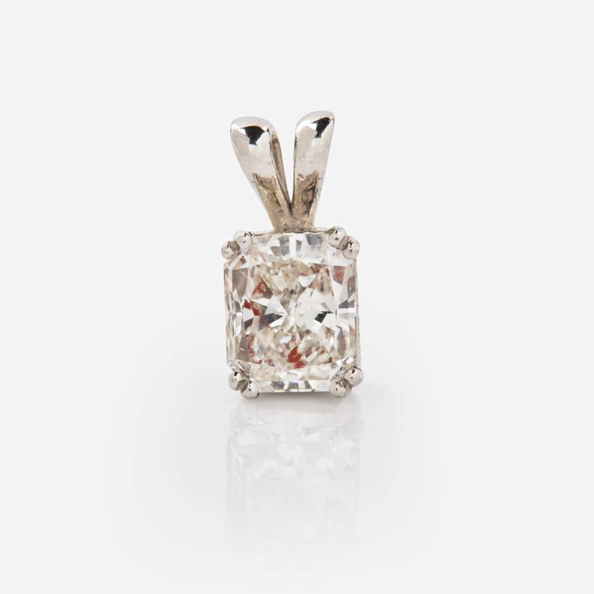 A 14K White Gold and Radiant-Cut Diamond Pendant