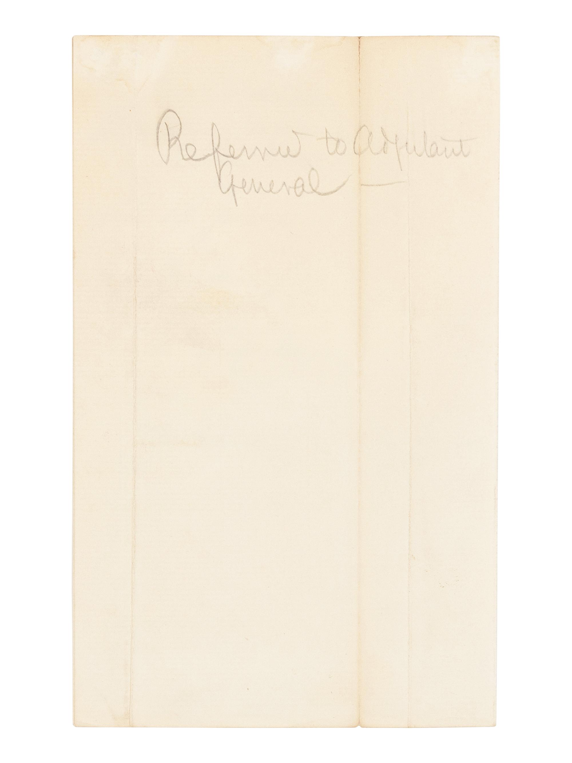 LINCOLN, Abraham (1809-1865). Autograph letter, signed ("A. Lincoln"), to Secretary of War Edwin Stanton. Executive Mansion, Washington, D.C., 3 March 1862.