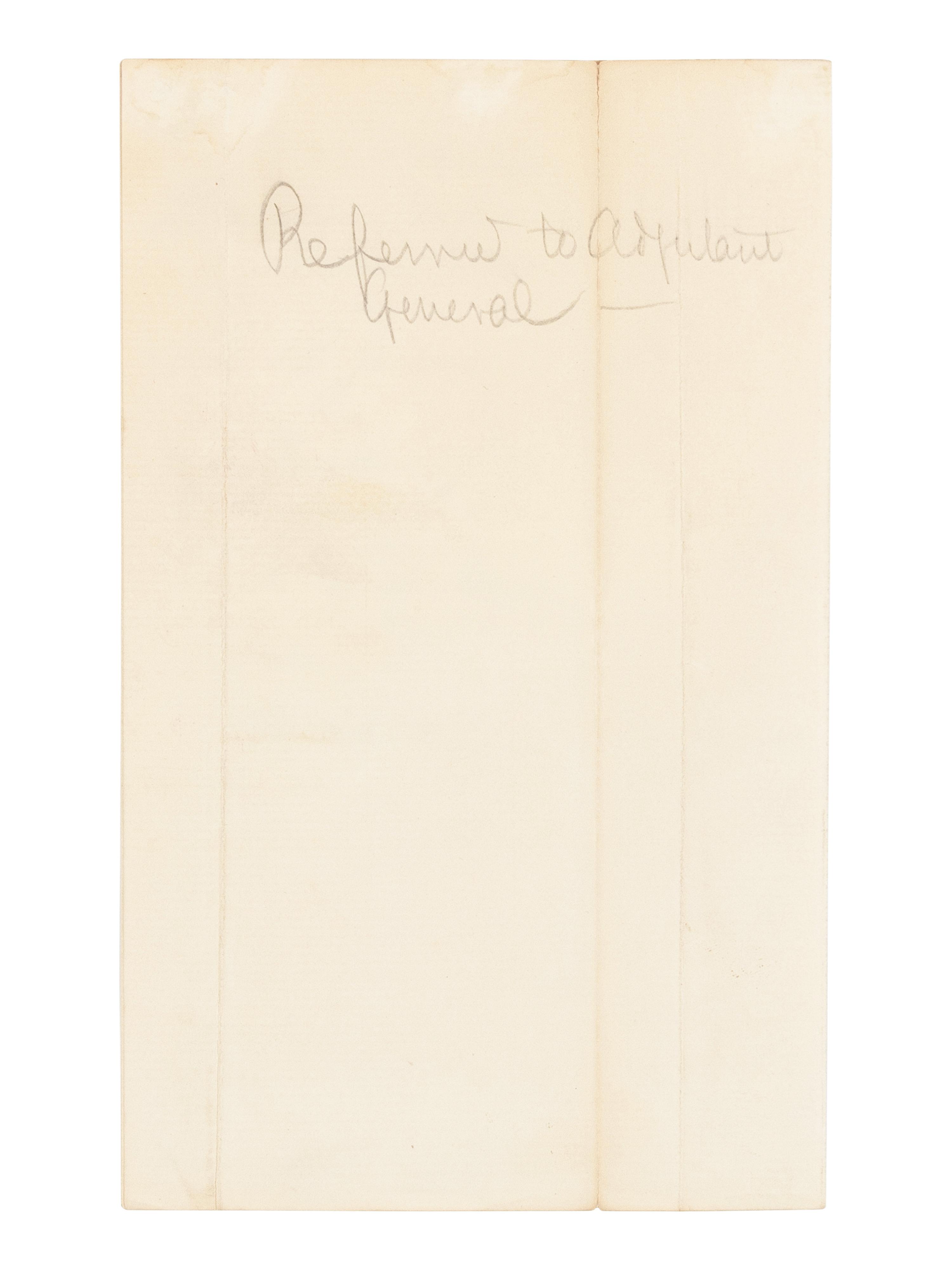 LINCOLN, Abraham (1809-1865). Autograph letter, signed ("A. Lincoln"), to Secretary of War Edwin Stanton. Executive Mansion, Washington, D.C., 3 March 1862.