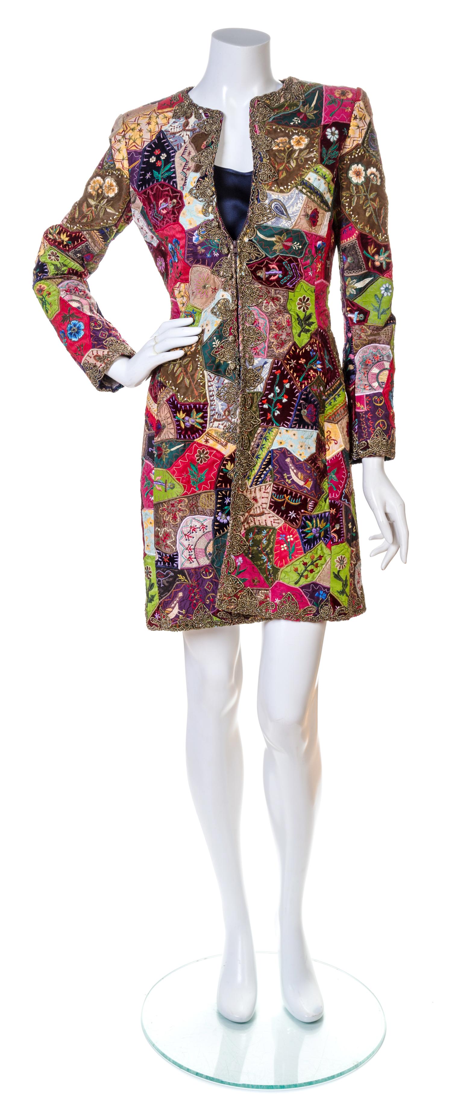 An Oscar de la Renta Patchwork Evening Coat, Size 4.