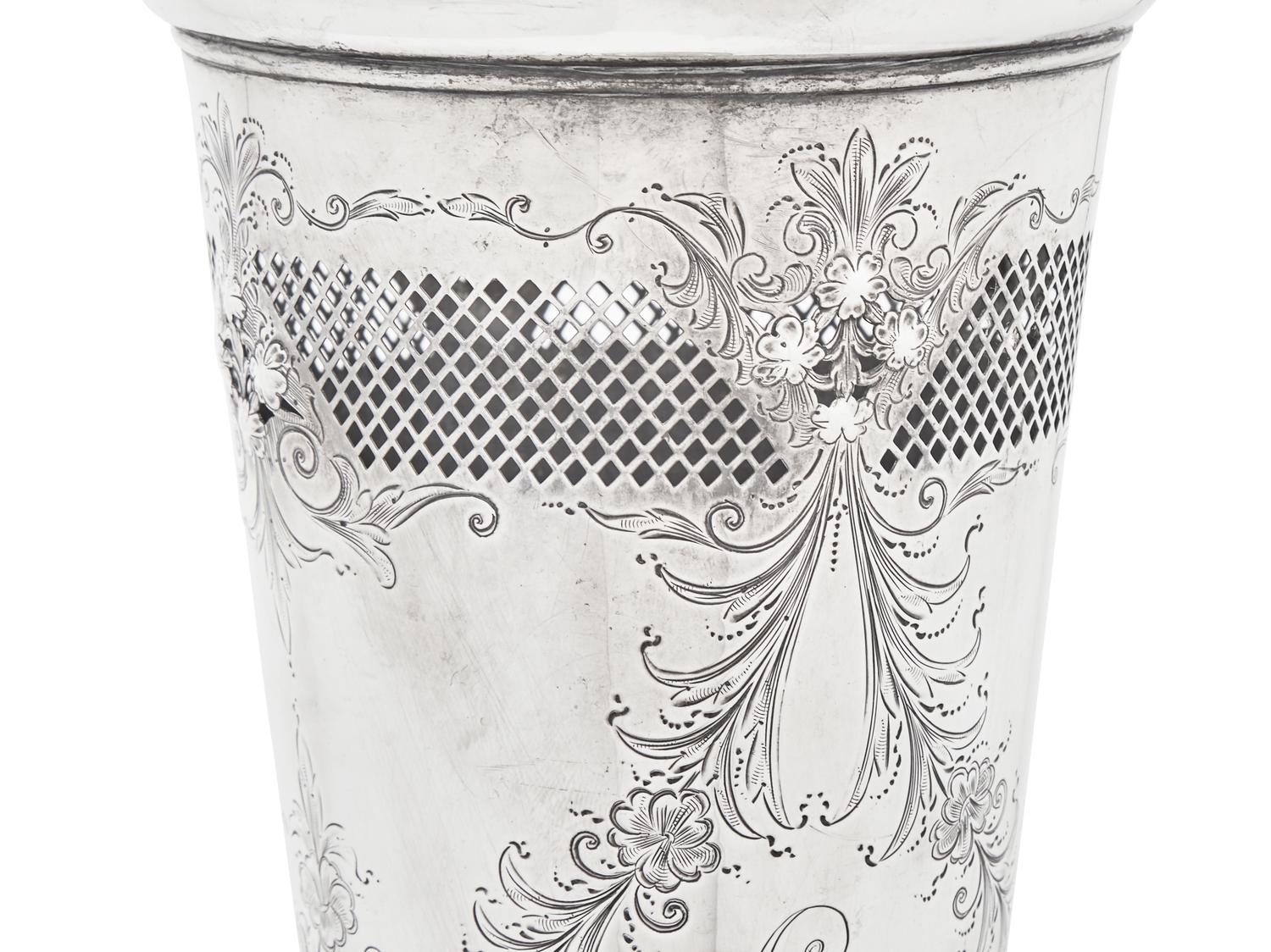 An American Silver Reticulated Trumpet Vase