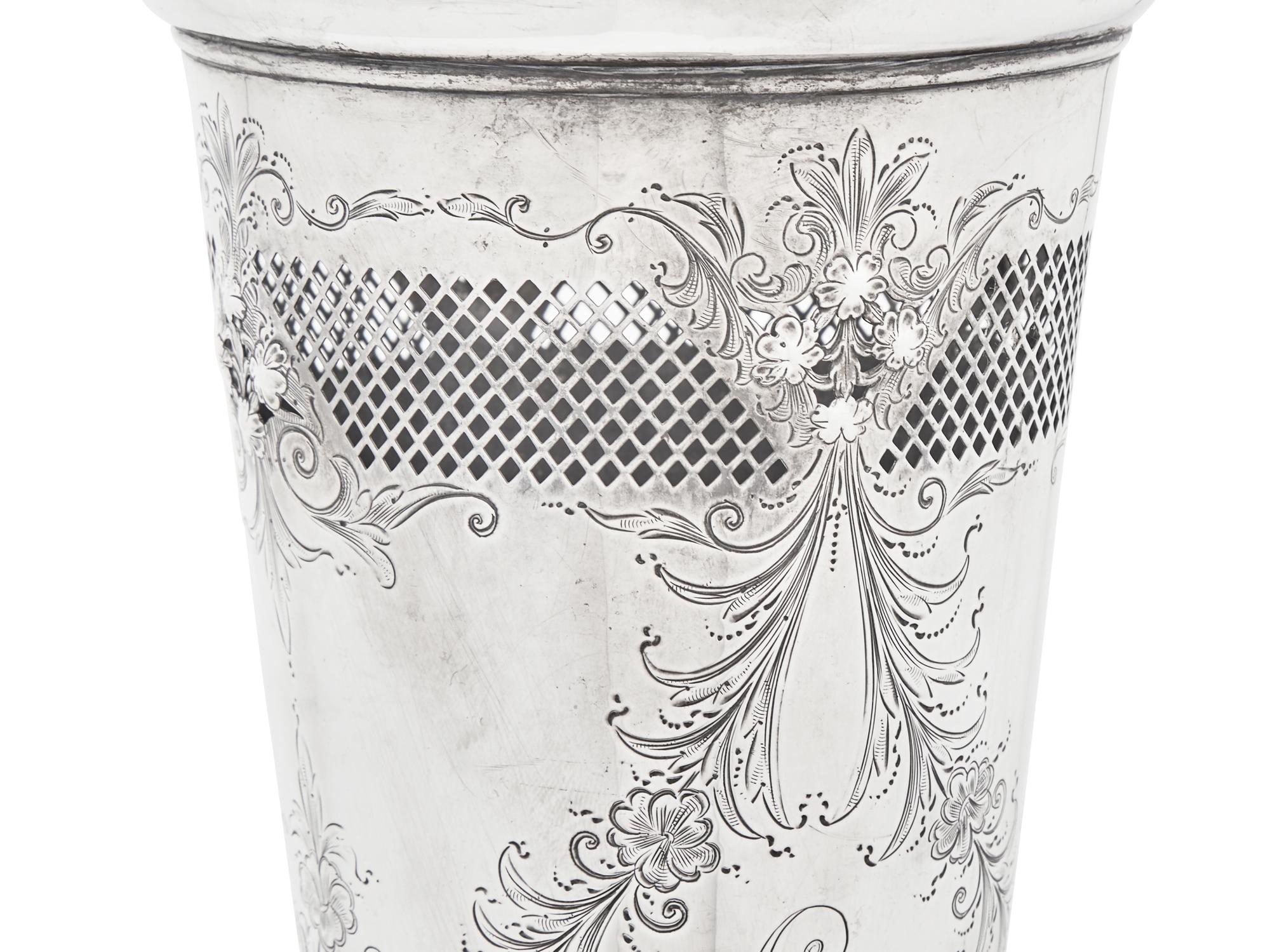 An American Silver Reticulated Trumpet Vase