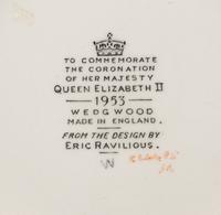 Two Eric Ravilious for Wedgwood Commemorative Mugs, George VI and Elizabeth II