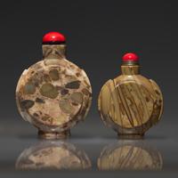 Two Chinese Puddingstone Snuff Bottles, 18th-19th Century — 清中期 抱子石鼻煙壺兩支