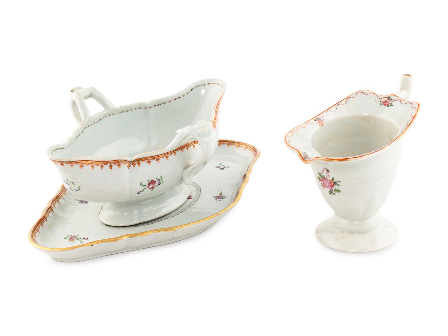 Two Chinese Export Porcelain Sauce Boats