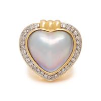 YELLOW GOLD, MABE PEARL AND DIAMOND RING