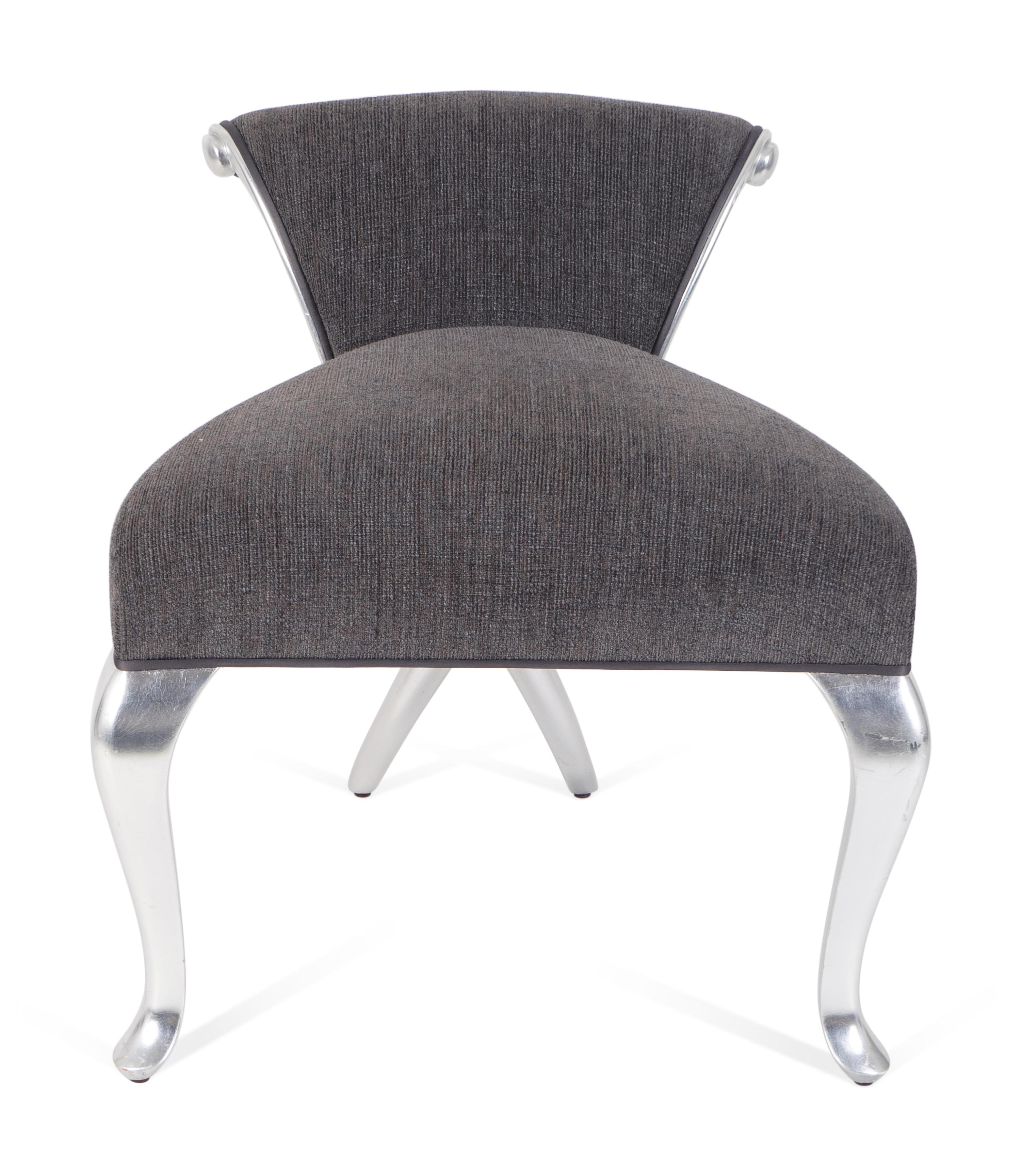 A Christopher Guy Silver Leaf Givenchy Vanity Chair — 21ST CENTURY
