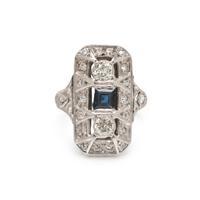 DIAMOND AND SYNTHETIC SAPPHIRE RING