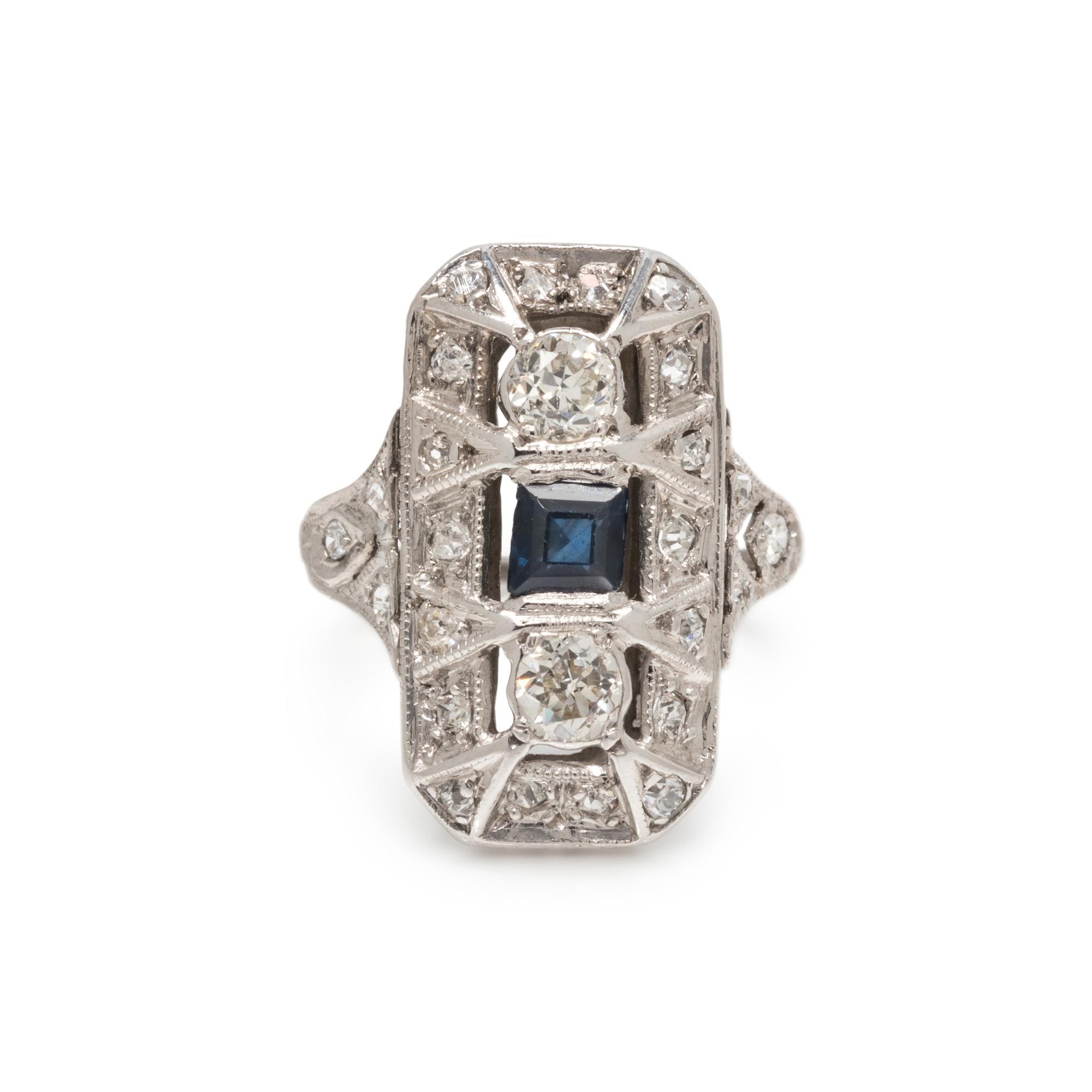 DIAMOND AND SYNTHETIC SAPPHIRE RING