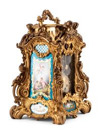 A Gilt Bronze and Sèvres Style Porcelain Carriage Clock