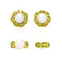 COLLECTION OF CULTURED PEARL, AND PERIDOT JEWELRY