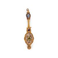 ANTIQUE, YELLOW GOLD AND MULTIGEM LORGNETTE