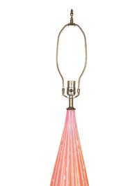 A Murano Pink Fluted Bullicante Glass and Marble Lamp