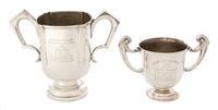 Two English Silver Two-Handle Trophy Cups, William Hutton & Sons, Birmingham, 1911 and Sheffield 1911, the first inscribed Surmah Valle