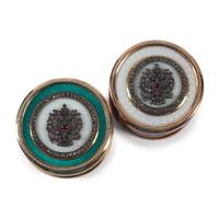 Two Gold, Guilloché Enamel, Diamond and Gemstone Mounted Snuff Boxes