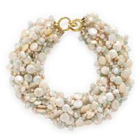 MISH, CULTURED PEARL AND AVENTURINE QUARTZ TORSADE NECKLACE